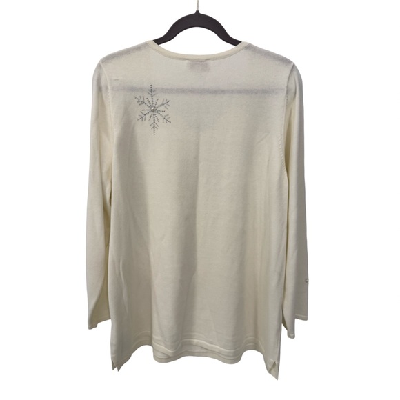 Quacker Factory Pearl and Rhinestone Snowflake Sweater - Picture 4 of 4